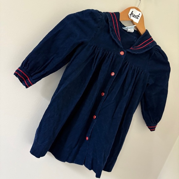 Jan Briggs The Children’s Hour Vintage Navy Blue Corduroy Sailor Dress Girls 4T - Picture 6 of 11